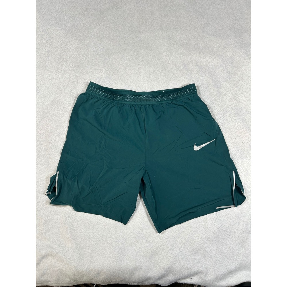 Nike AeroSwift Flash Running Shorts Mens Medium Green Reflective Athletic Light